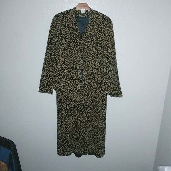 Josephine Chaus 20 Skirt Suit Black Gold Stemmed Leaf Pattern Set Plus - Picture 6 of 12